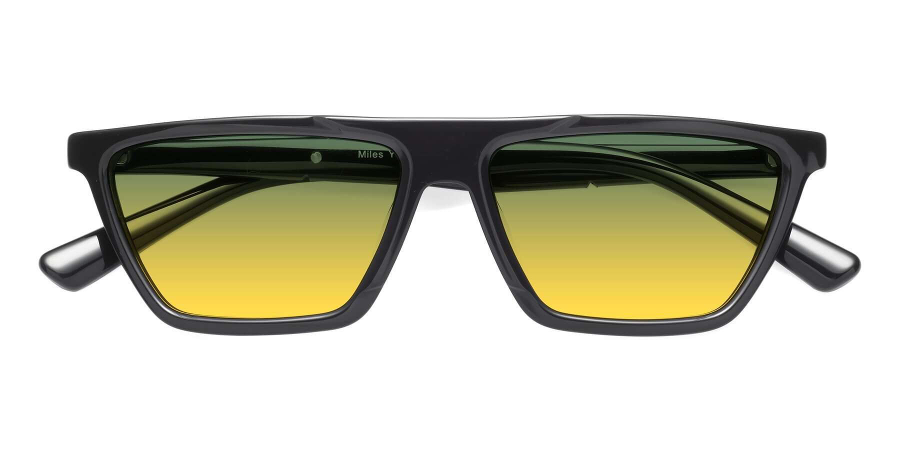 Folded Front of Miles in Black with Green / Yellow Gradient Lenses