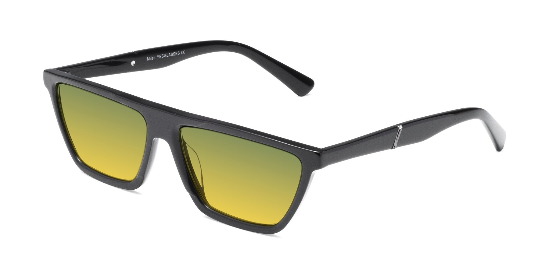 Angle of Miles in Black with Green / Yellow Gradient Lenses