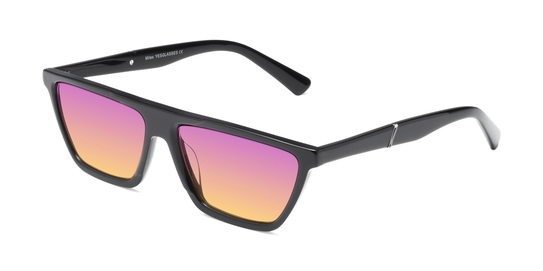 Angle of Miles in Black with Purple / Yellow Gradient Lenses
