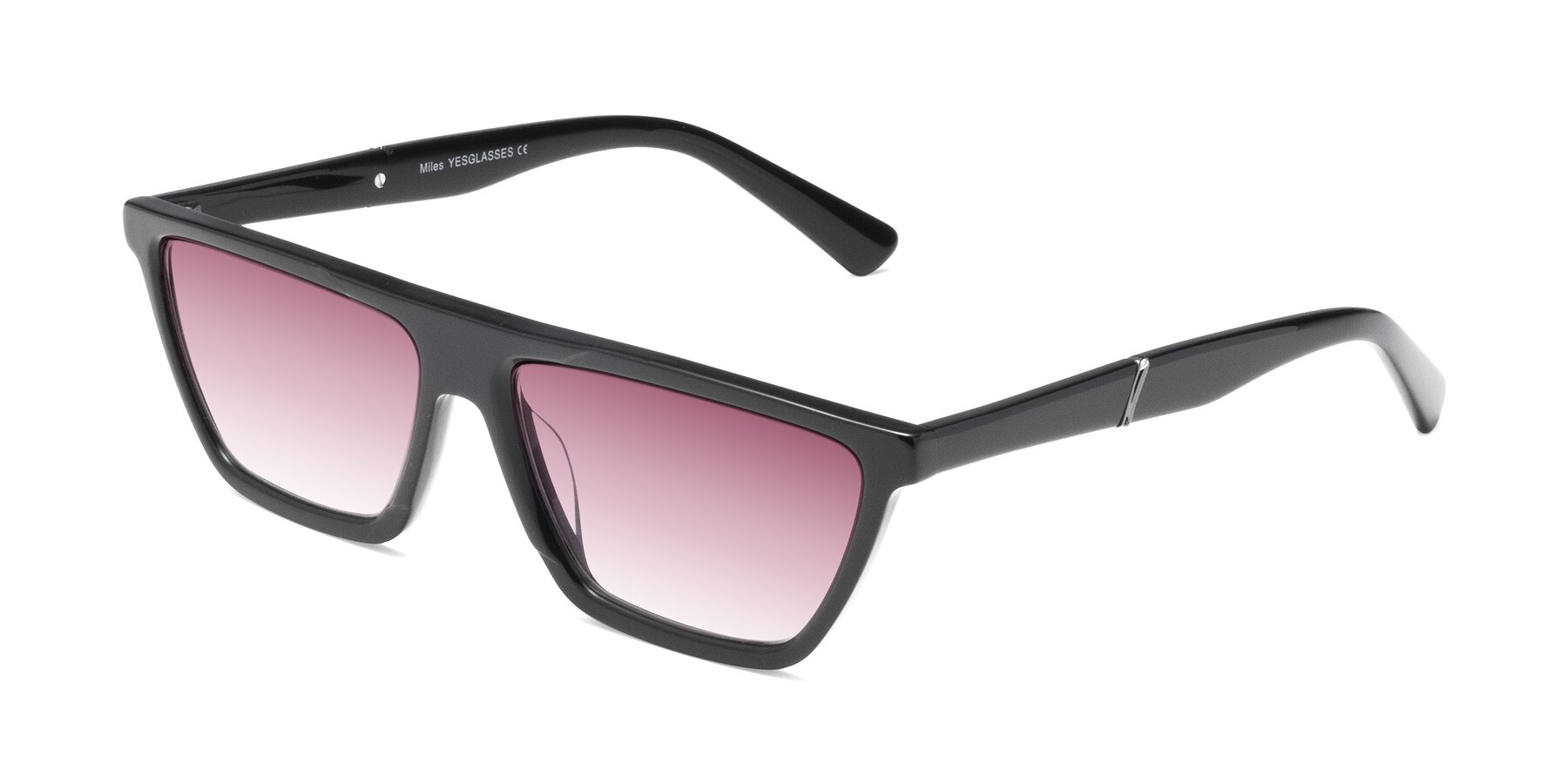 Angle of Miles in Black with Wine Gradient Lenses