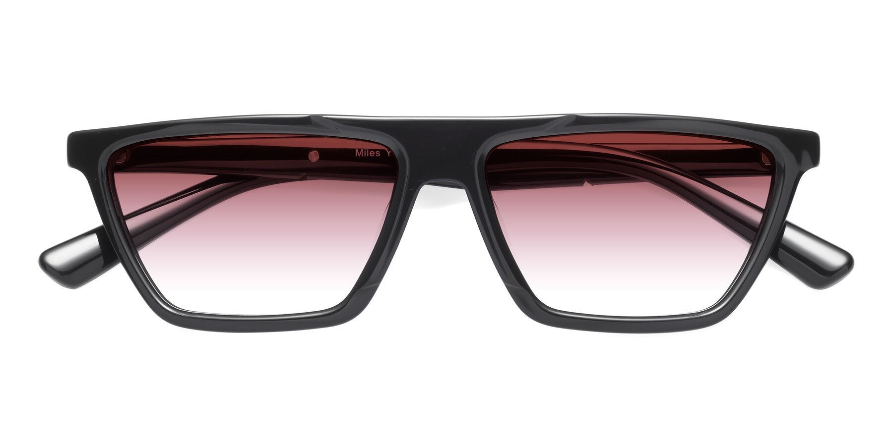 Folded Front of Miles in Black with Garnet Gradient Lenses