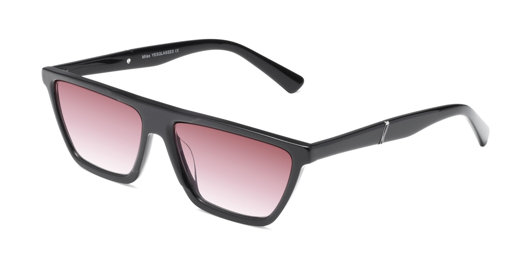 Angle of Miles in Black with Garnet Gradient Lenses