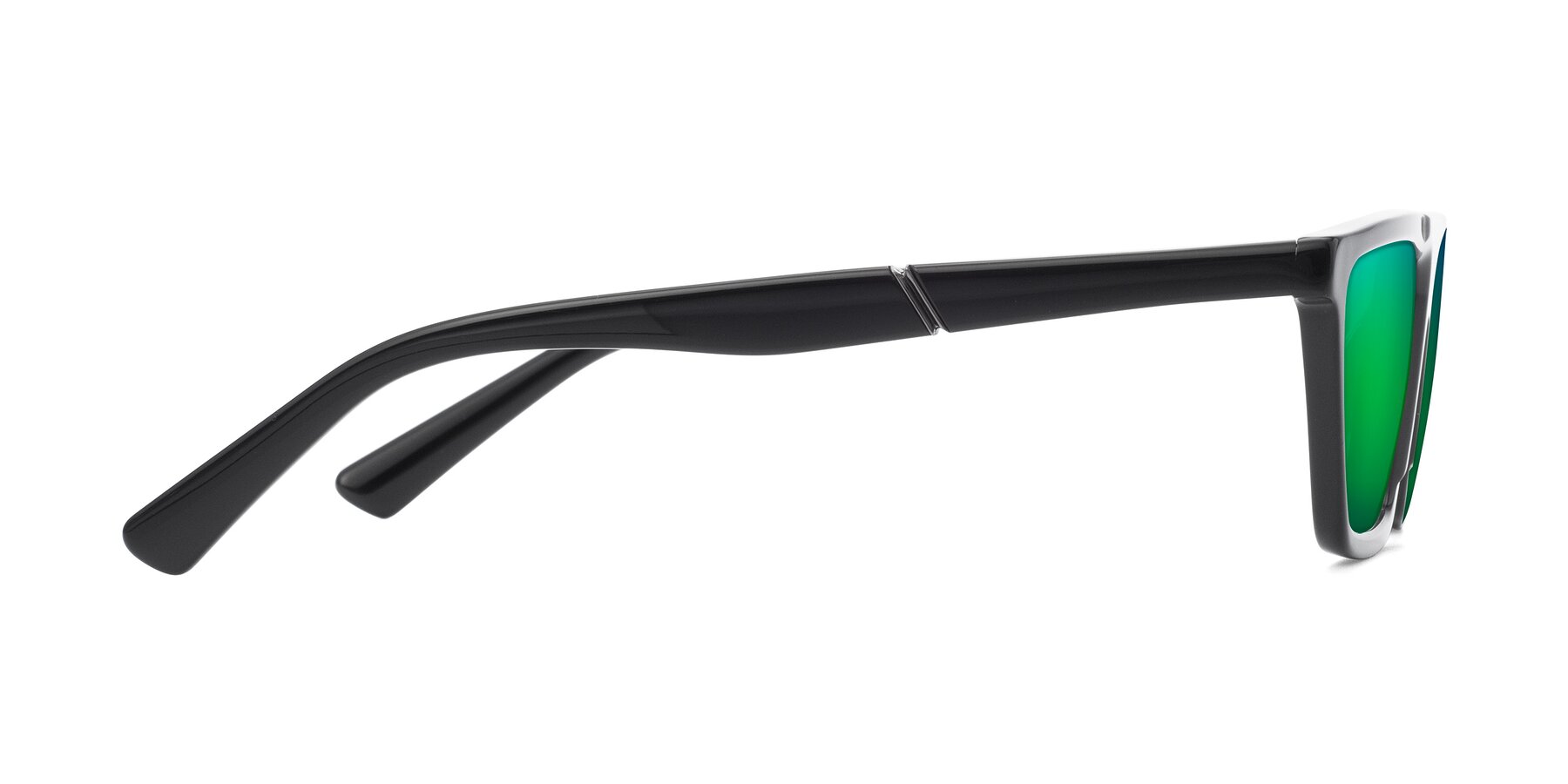 Side of Miles in Black with Green Mirrored Lenses