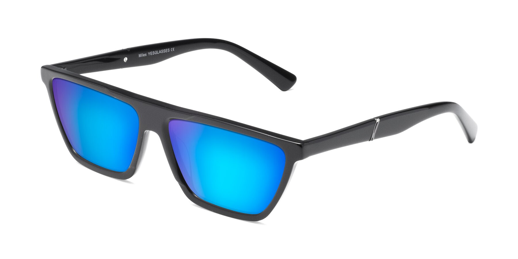 Angle of Miles in Black with Blue Mirrored Lenses