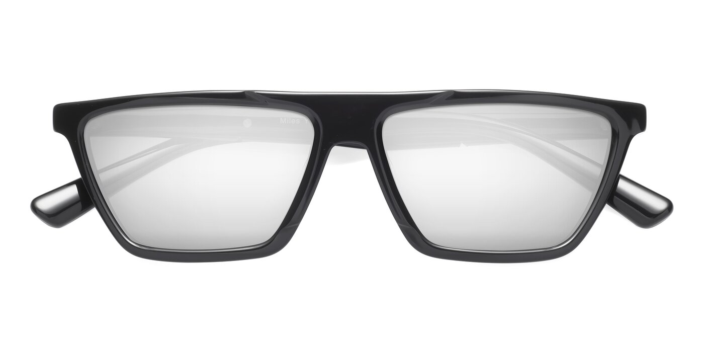 Miles - Black Flash Mirrored Sunglasses