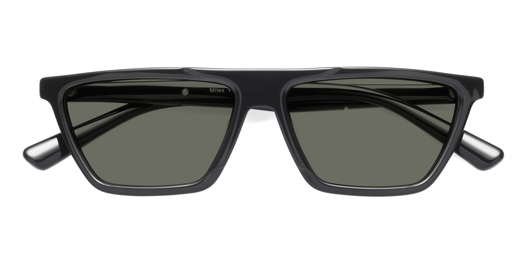 Folded Front of Miles in Black with Gray Polarized Lenses