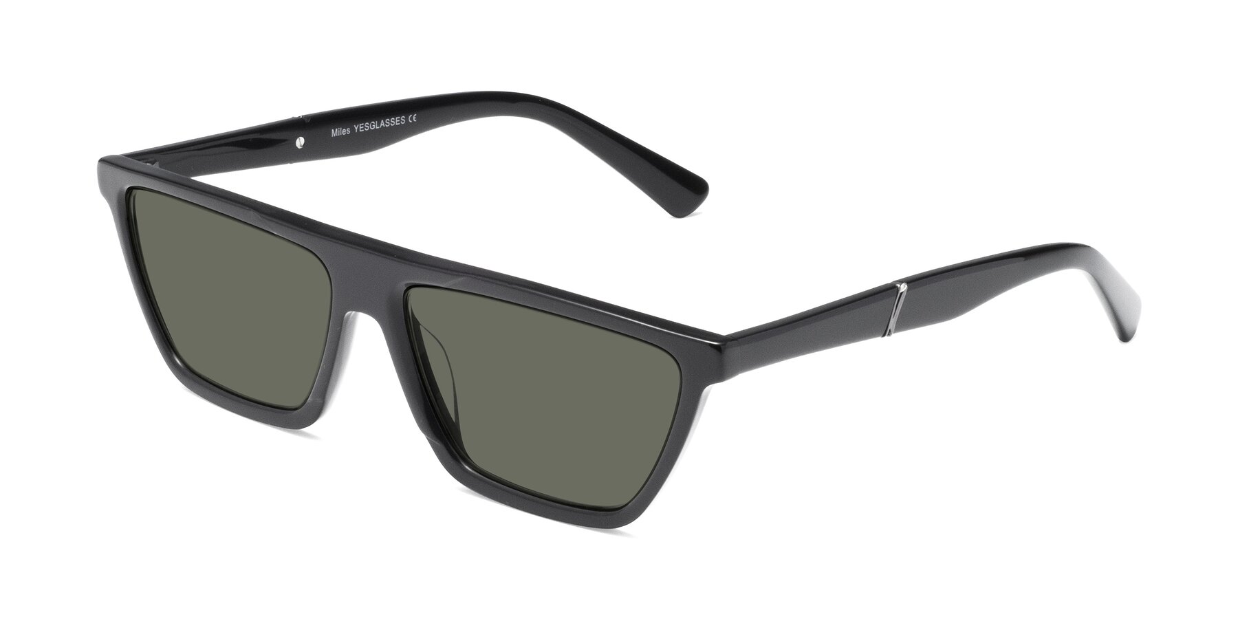 Angle of Miles in Black with Gray Polarized Lenses