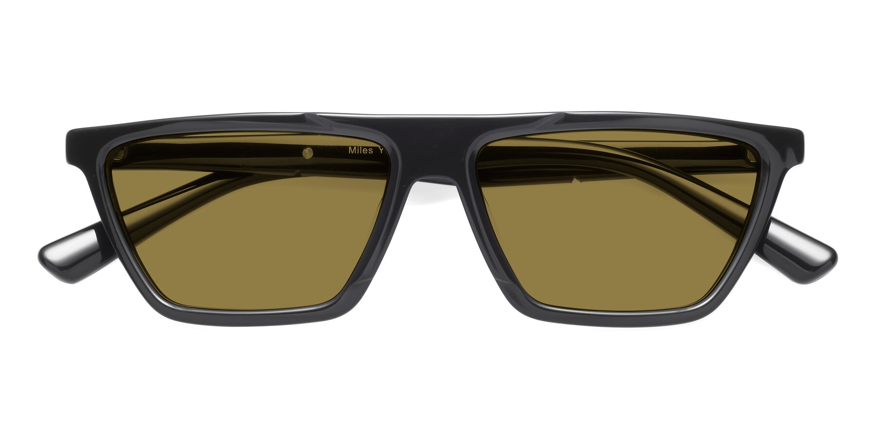 Folded Front of Miles in Black with Brown Polarized Lenses