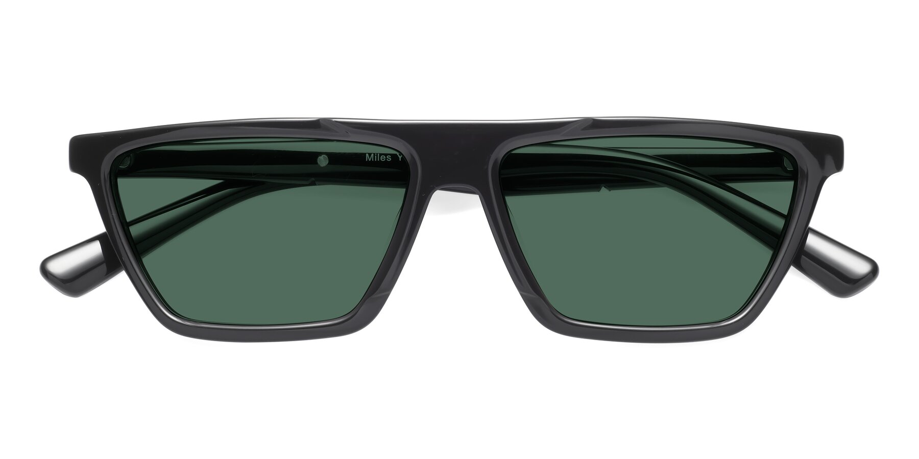 Folded Front of Miles in Black with Green Polarized Lenses