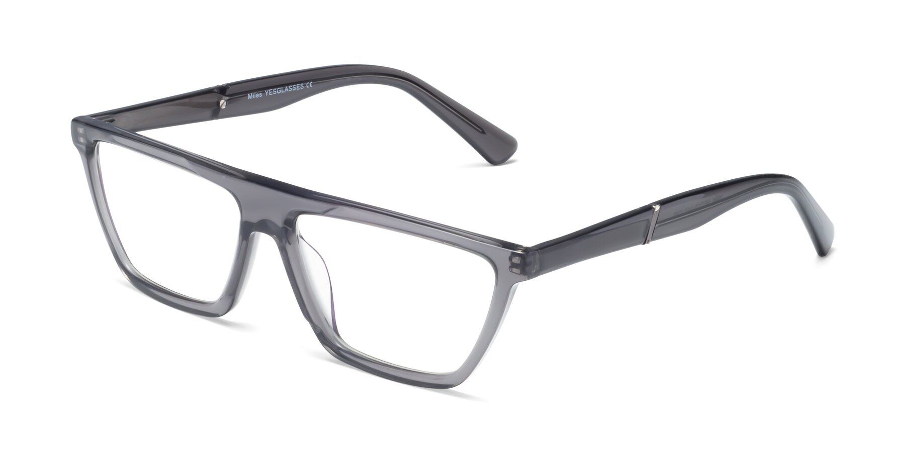 Angle of Miles in Translucent Gray with Clear Eyeglass Lenses