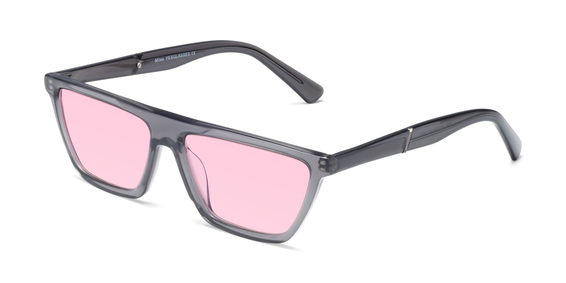 Angle of Miles in Translucent Gray with Light Pink Tinted Lenses