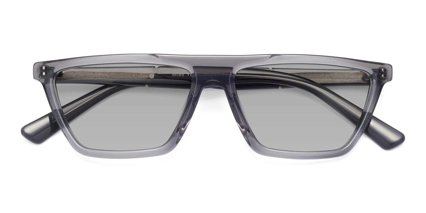 Folded Front of Miles in Translucent Gray with Light Gray Tinted Lenses