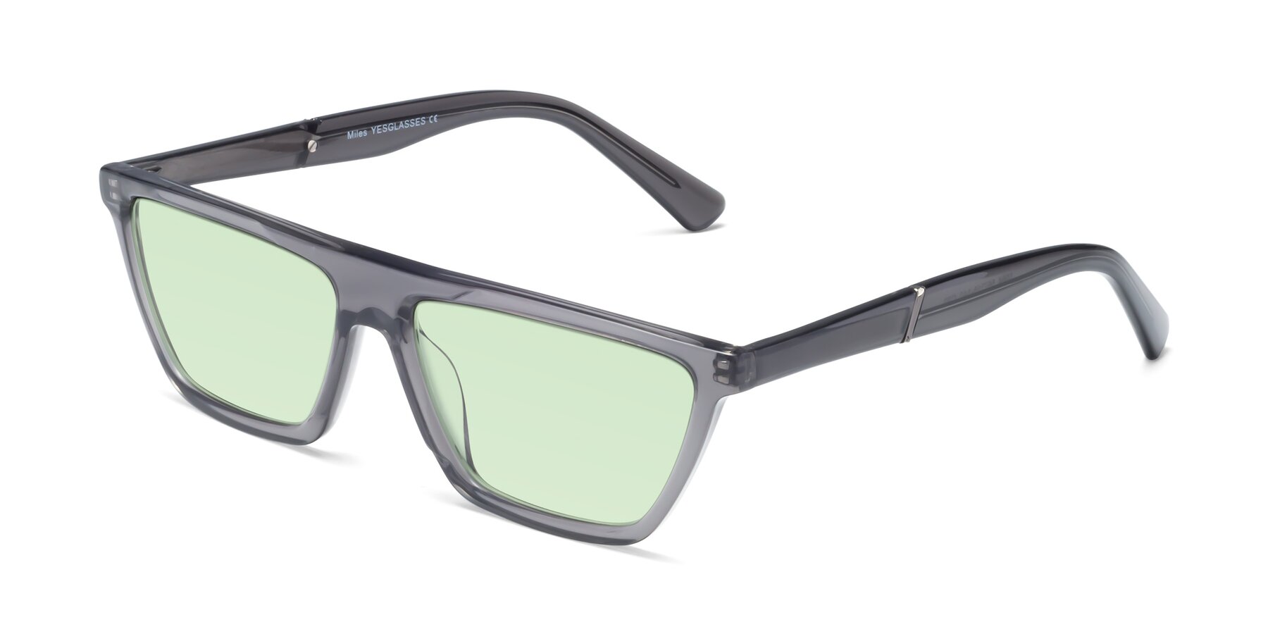 Angle of Miles in Translucent Gray with Light Green Tinted Lenses