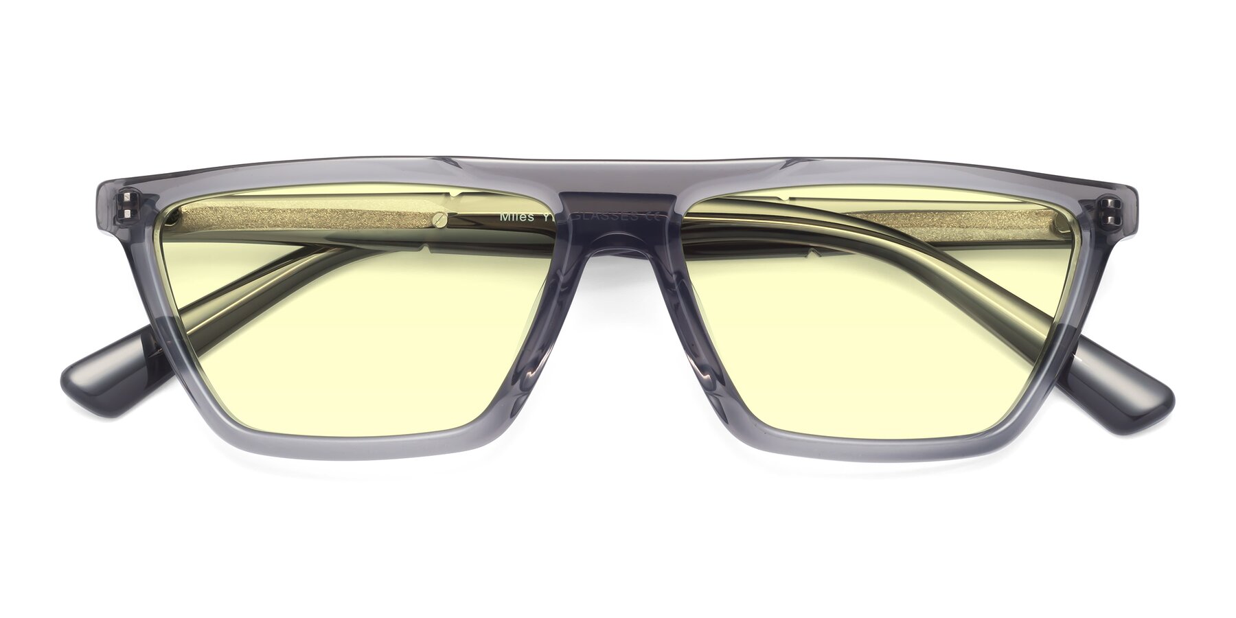Folded Front of Miles in Translucent Gray with Light Yellow Tinted Lenses