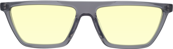 Translucent Gray Geek Chic Shield Geometric Tinted Sunglasses With Light Yellow Sunwear Lenses 