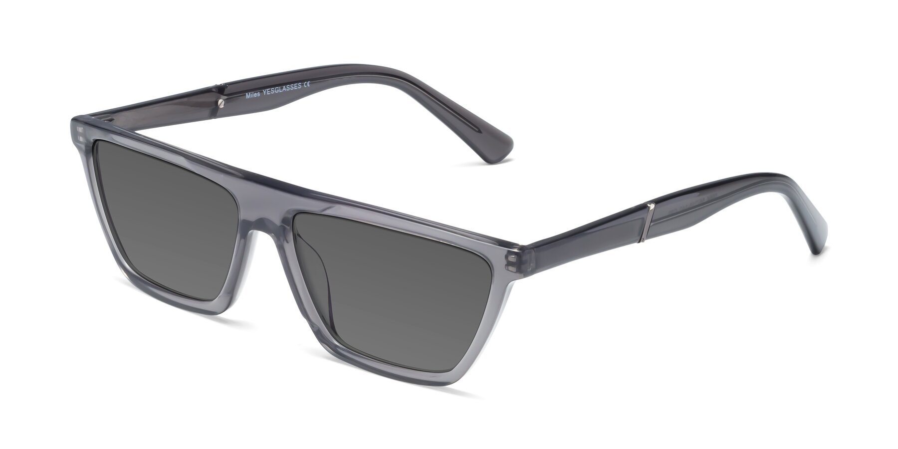 Angle of Miles in Translucent Gray with Medium Gray Tinted Lenses