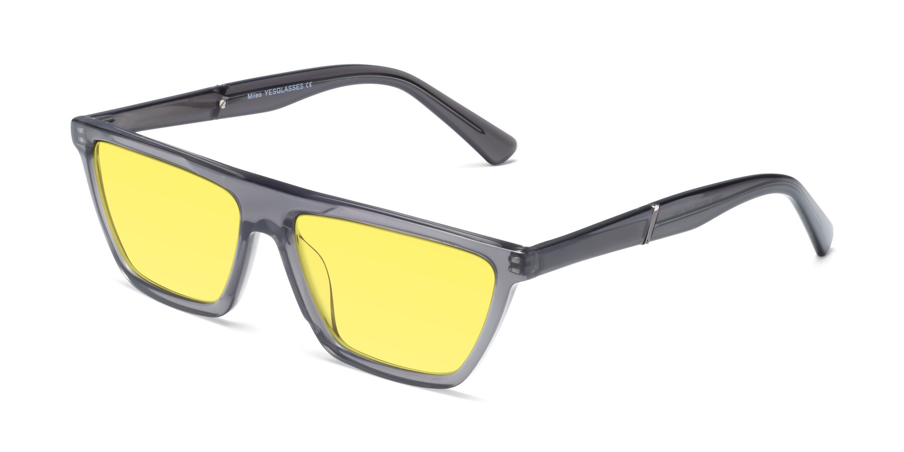 Angle of Miles in Translucent Gray with Medium Yellow Tinted Lenses