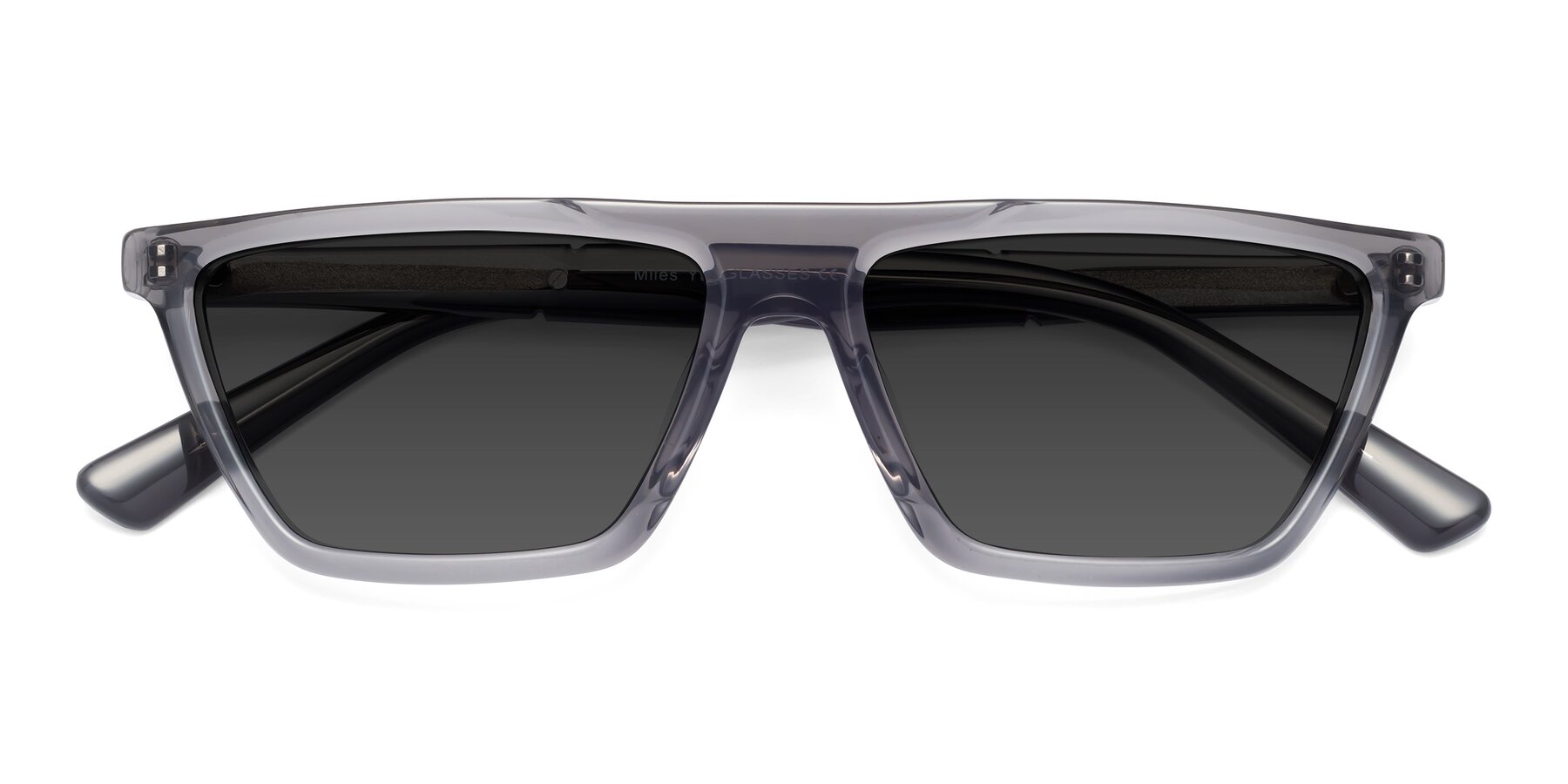 Folded Front of Miles in Translucent Gray with Gray Tinted Lenses