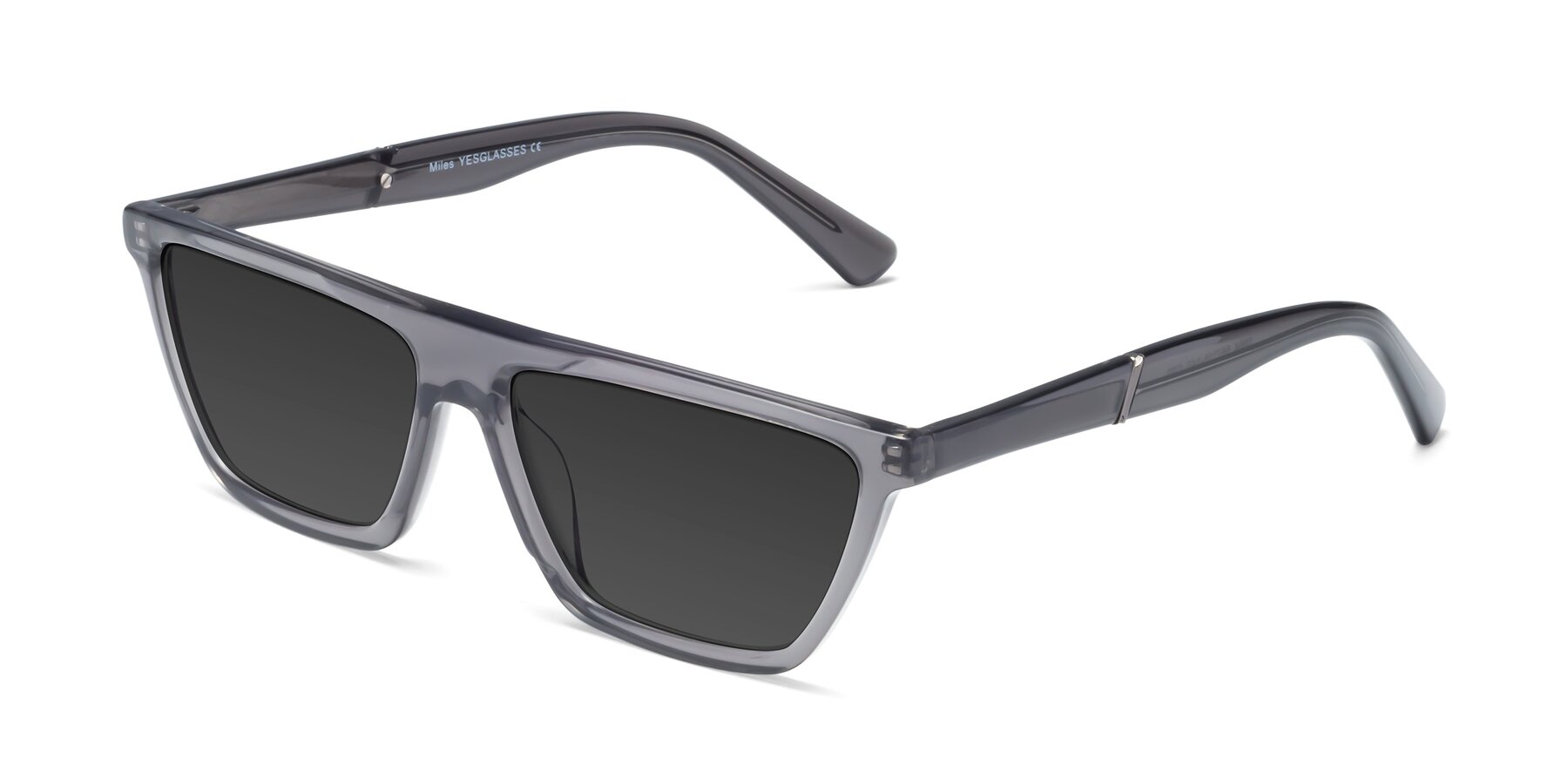Angle of Miles in Translucent Gray with Gray Tinted Lenses