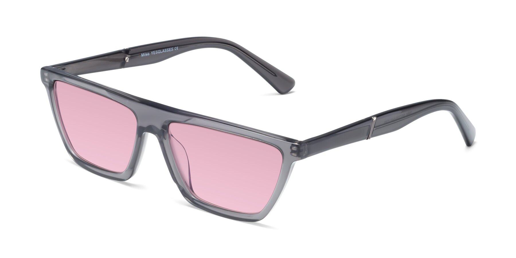 Angle of Miles in Translucent Gray with Light Wine Tinted Lenses