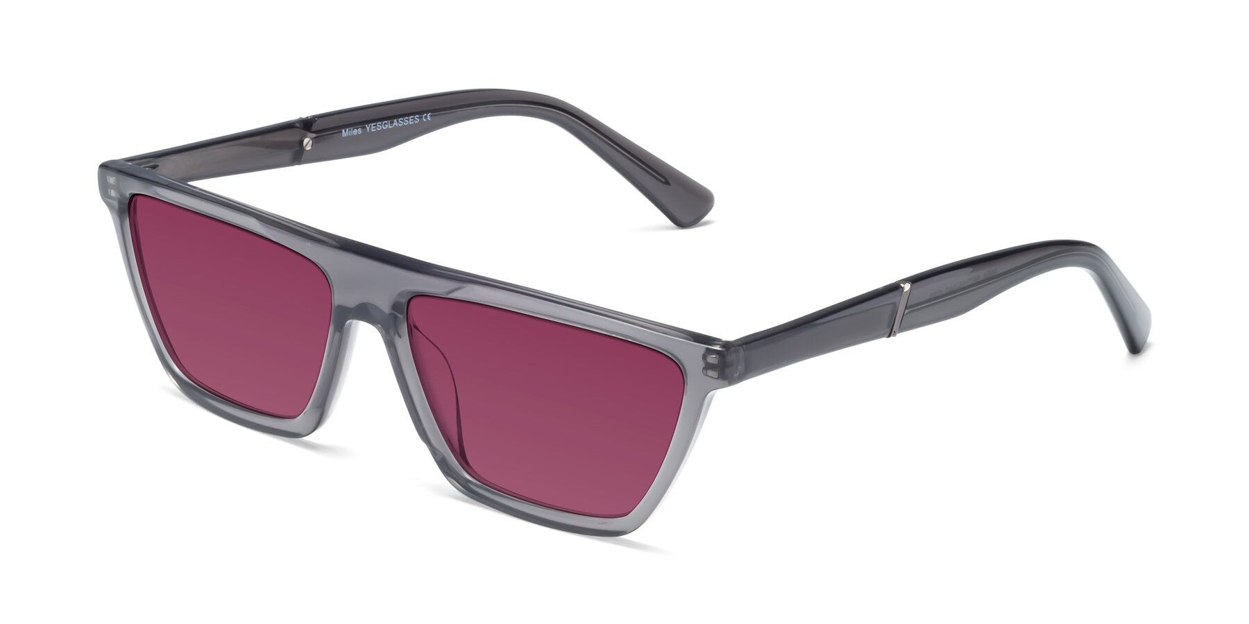 Angle of Miles in Translucent Gray with Wine Tinted Lenses