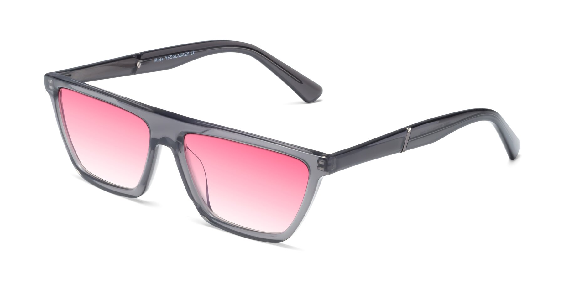 Angle of Miles in Translucent Gray with Pink Gradient Lenses