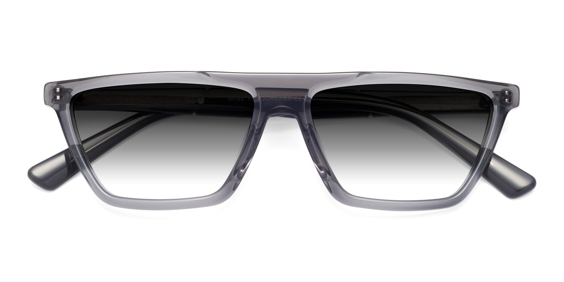 Folded Front of Miles in Translucent Gray with Gray Gradient Lenses