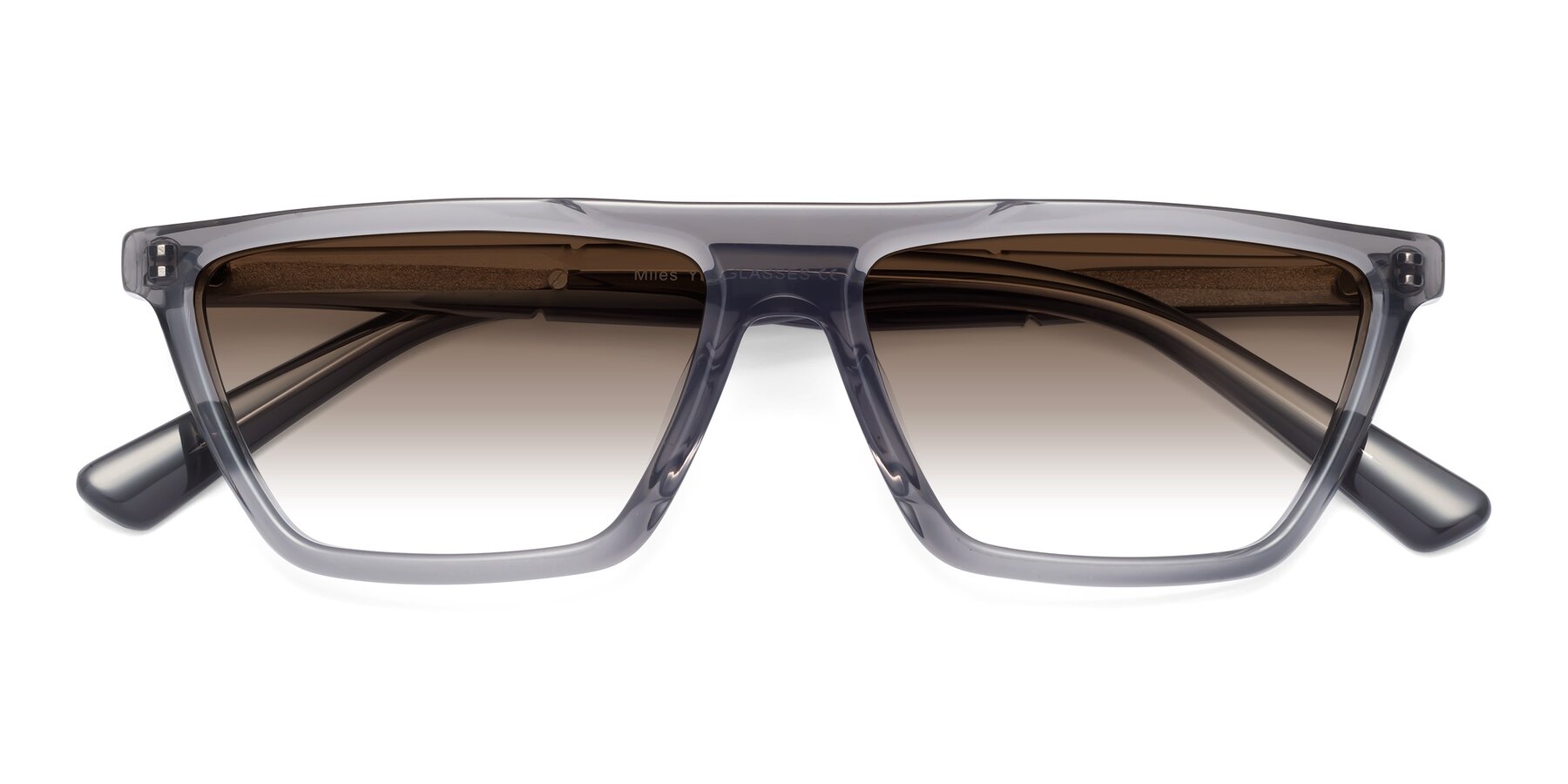 Folded Front of Miles in Translucent Gray with Brown Gradient Lenses