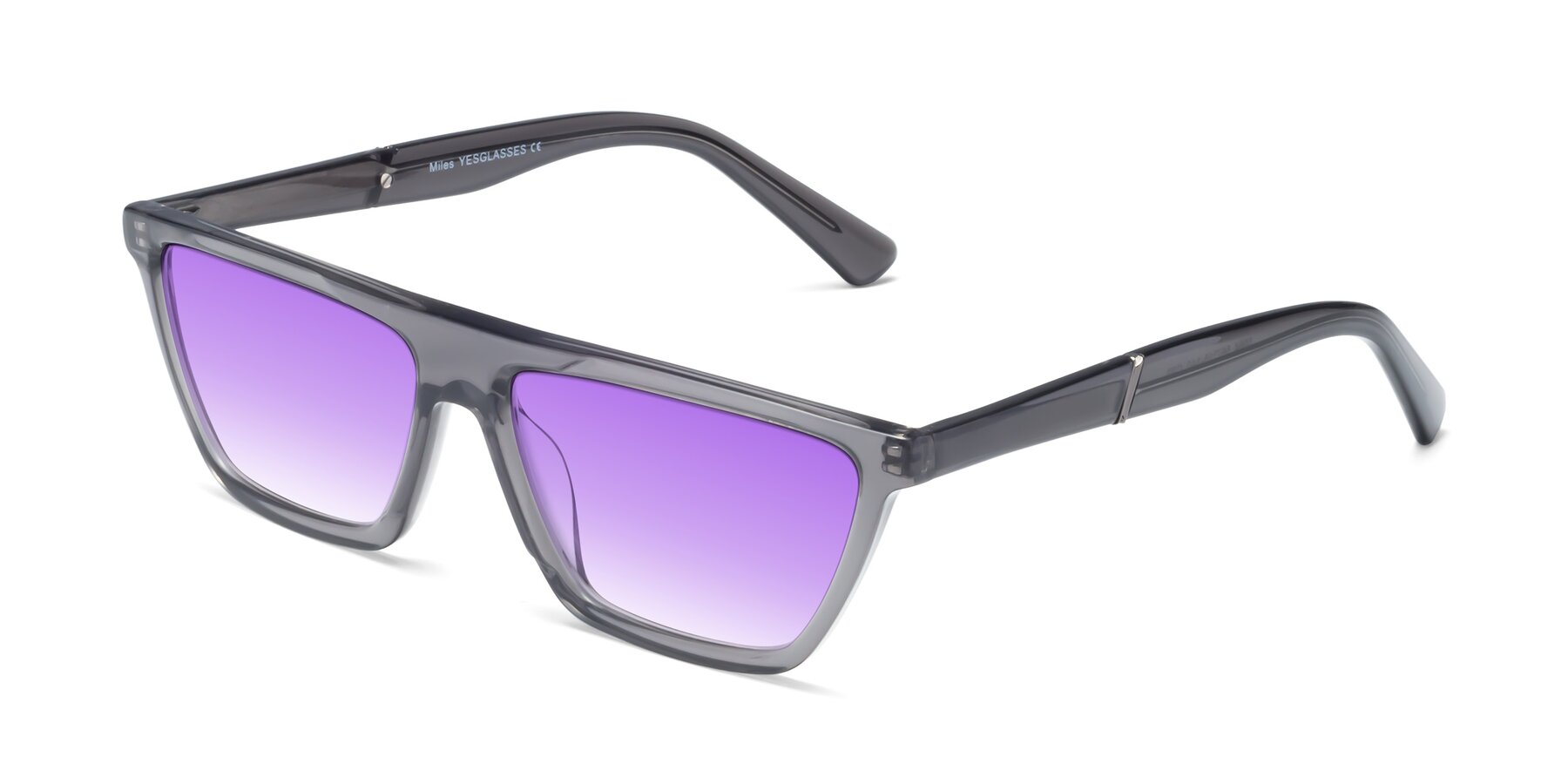 Angle of Miles in Translucent Gray with Purple Gradient Lenses