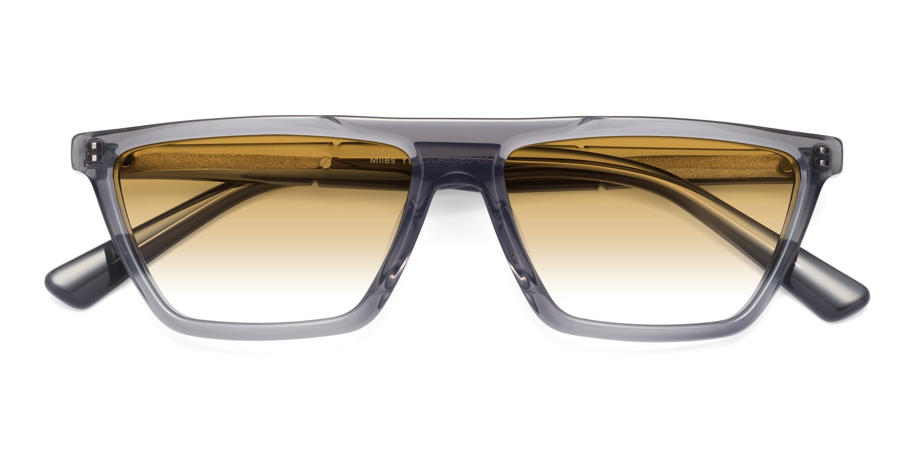 Folded Front of Miles in Translucent Gray with Champagne Gradient Lenses