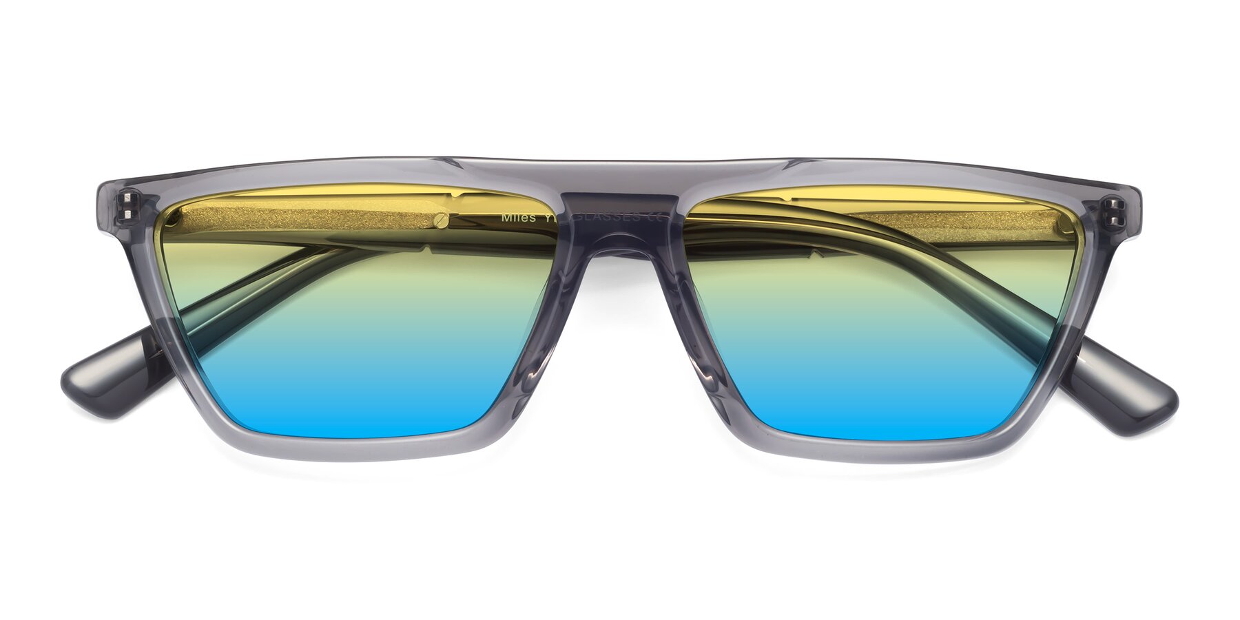 Folded Front of Miles in Translucent Gray with Yellow / Blue Gradient Lenses