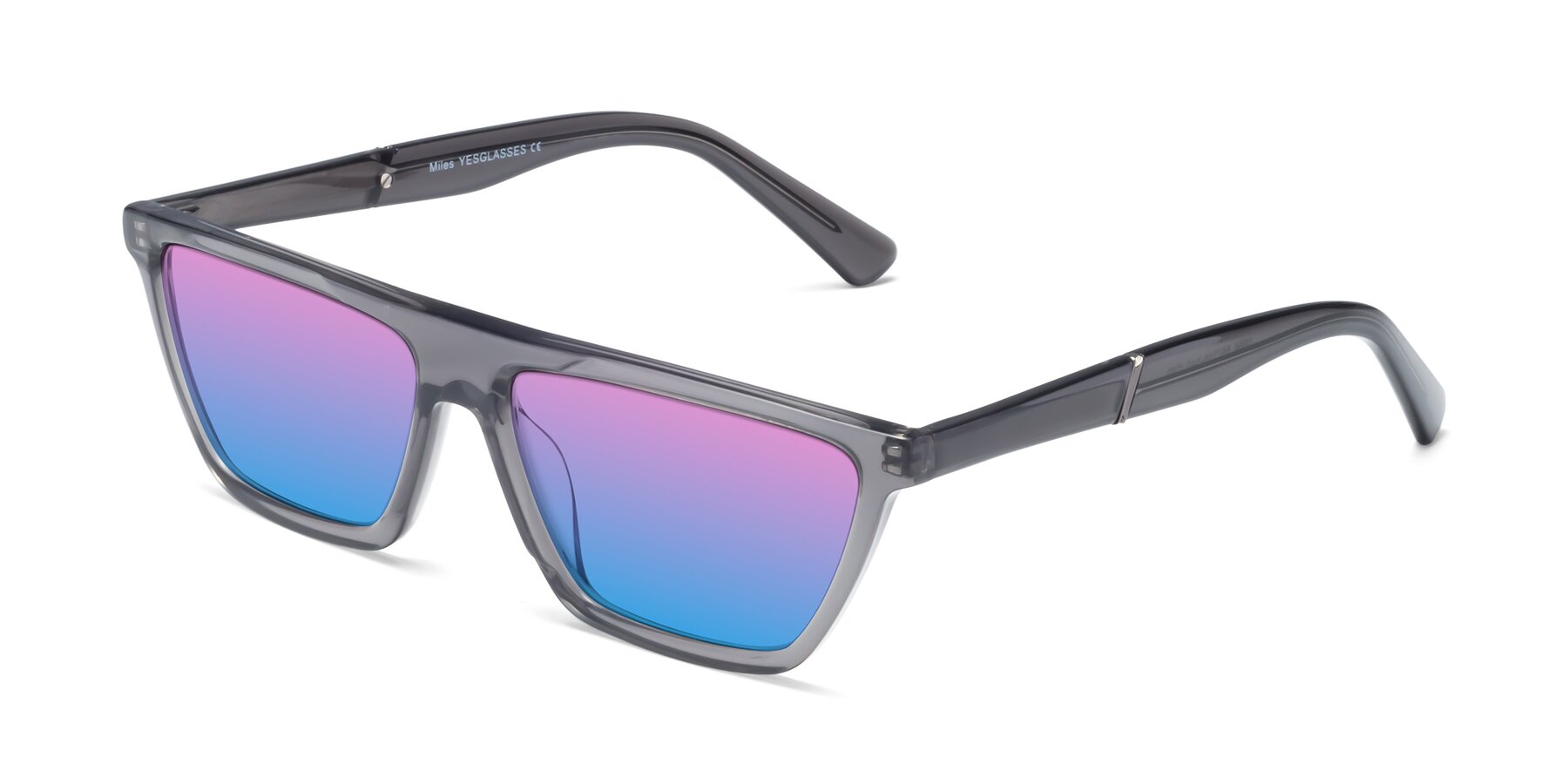 Angle of Miles in Translucent Gray with Pink / Blue Gradient Lenses