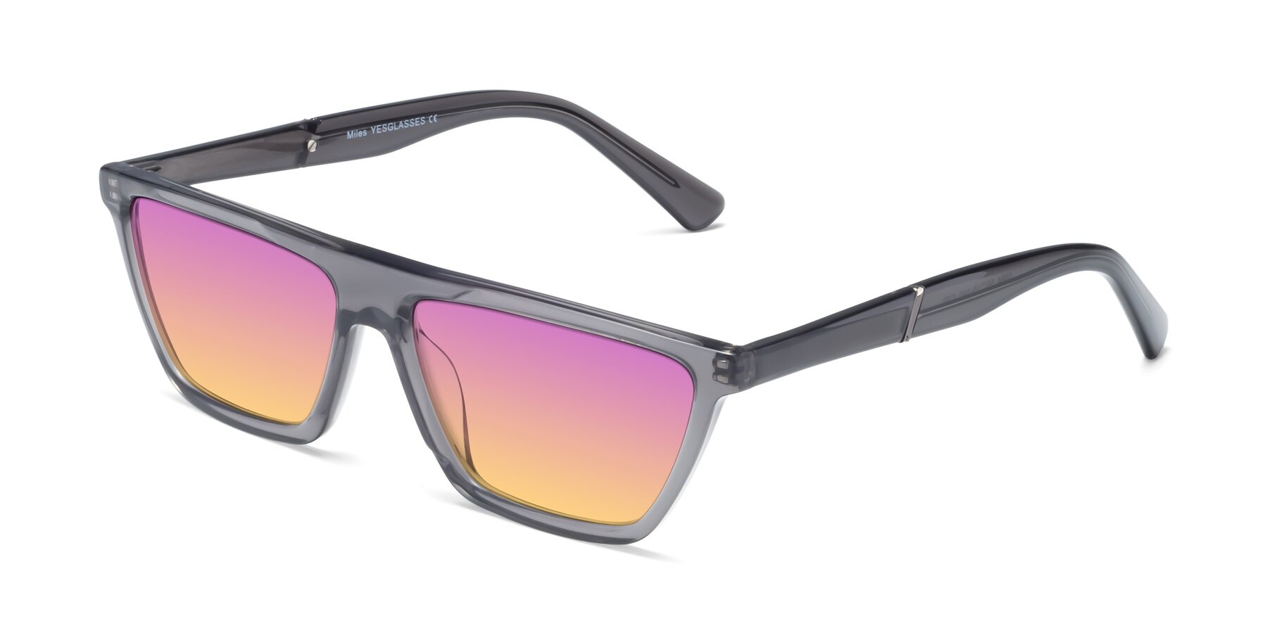Angle of Miles in Translucent Gray with Purple / Yellow Gradient Lenses