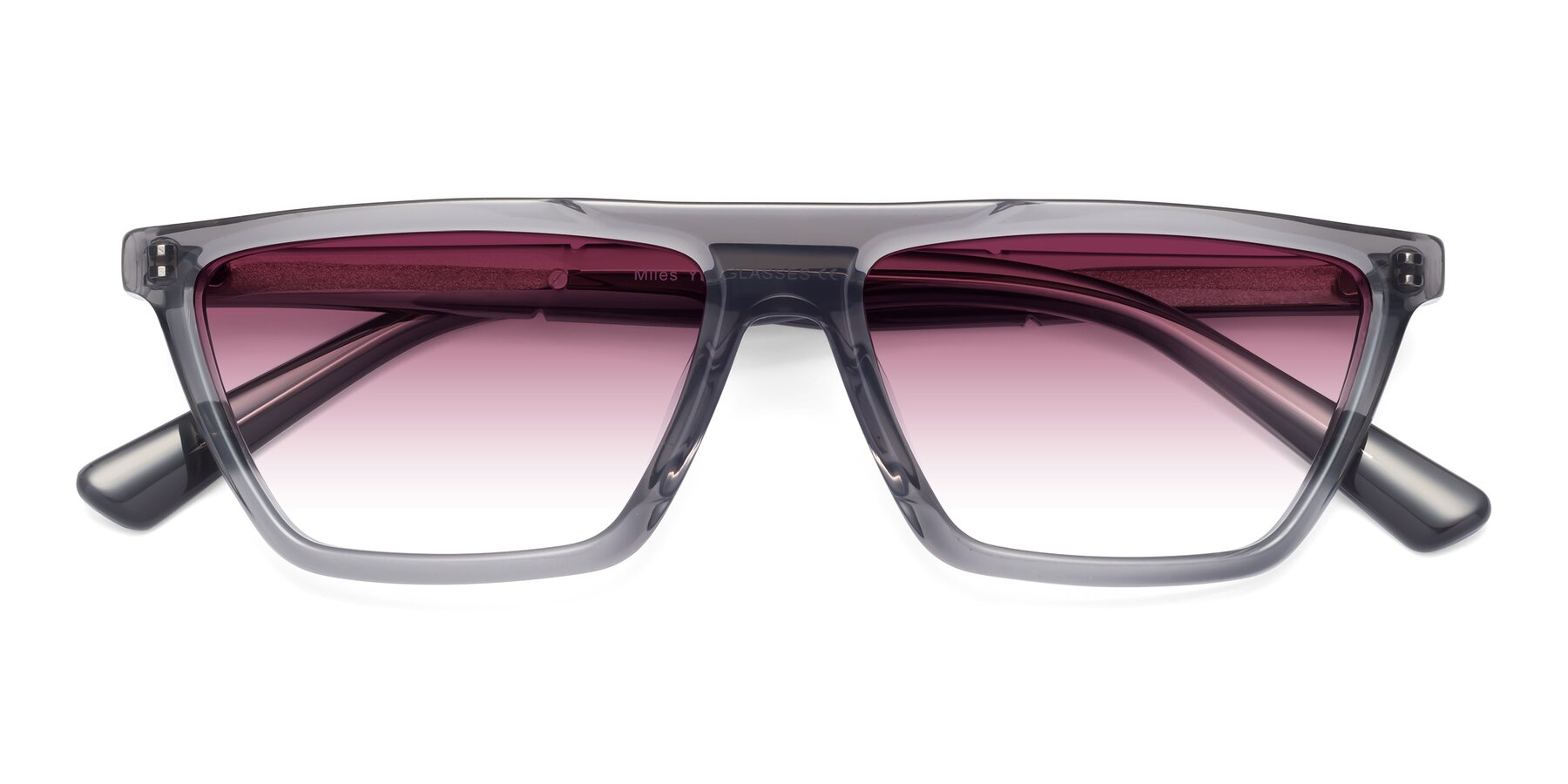 Folded Front of Miles in Translucent Gray with Wine Gradient Lenses