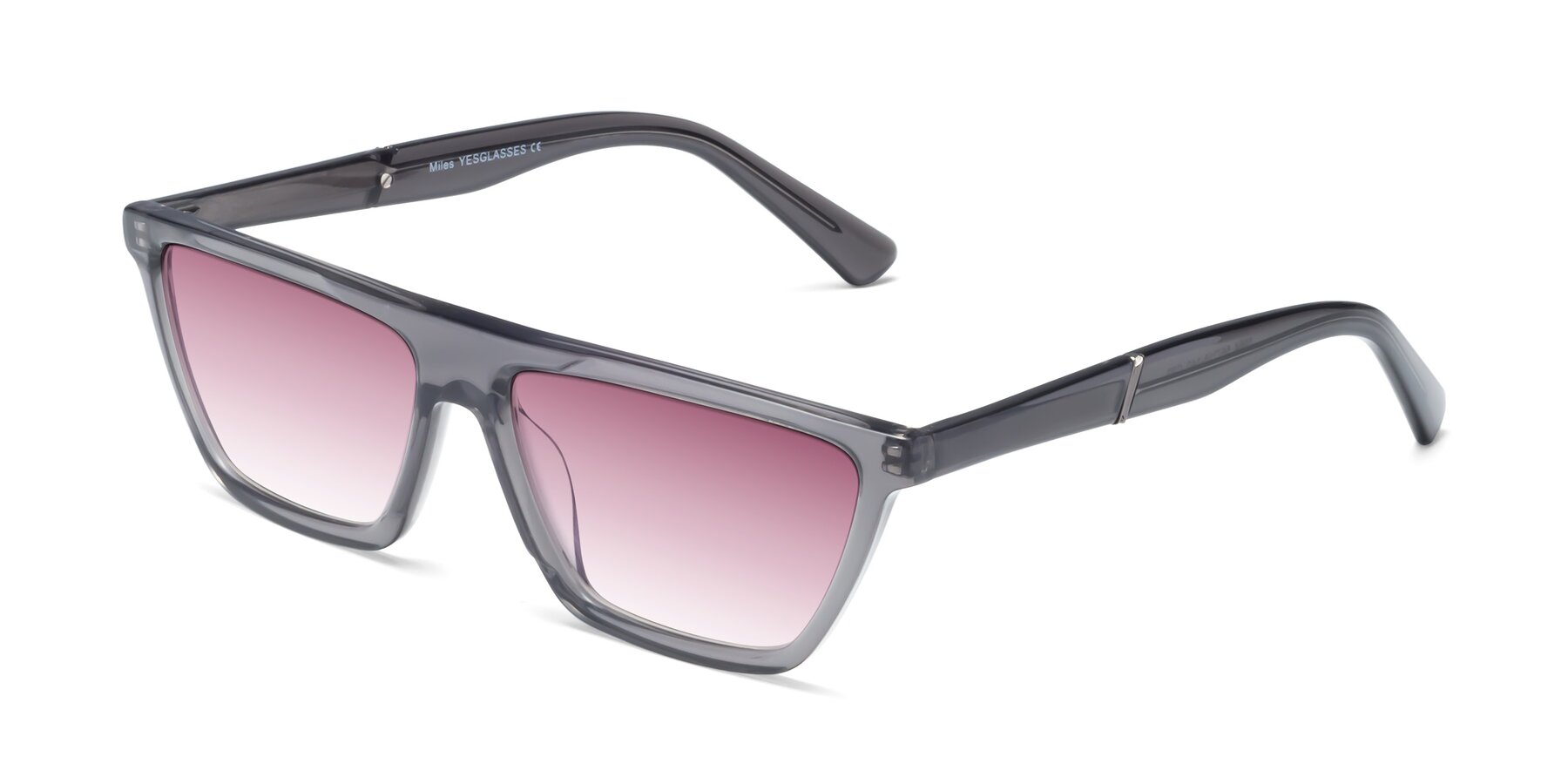 Angle of Miles in Translucent Gray with Wine Gradient Lenses