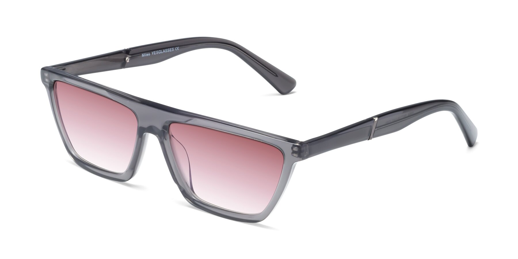 Angle of Miles in Translucent Gray with Garnet Gradient Lenses