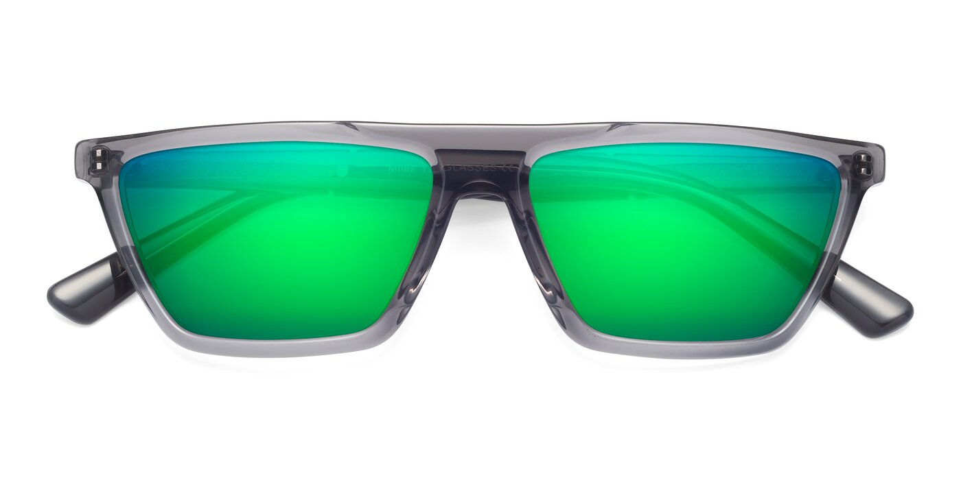 Miles - Translucent Gray Flash Mirrored Sunglasses