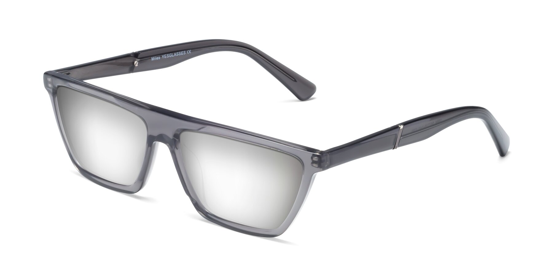 Angle of Miles in Translucent Gray with Silver Mirrored Lenses