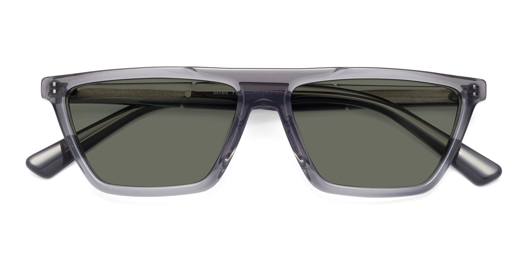 Folded Front of Miles in Translucent Gray with Gray Polarized Lenses