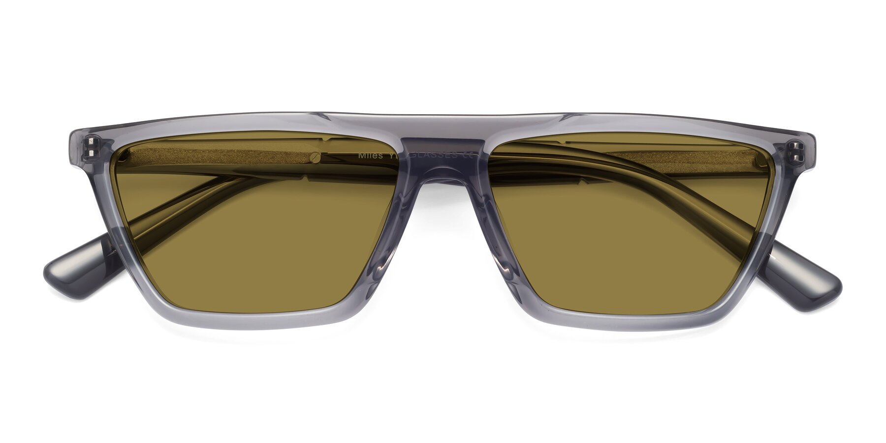 Folded Front of Miles in Translucent Gray with Brown Polarized Lenses