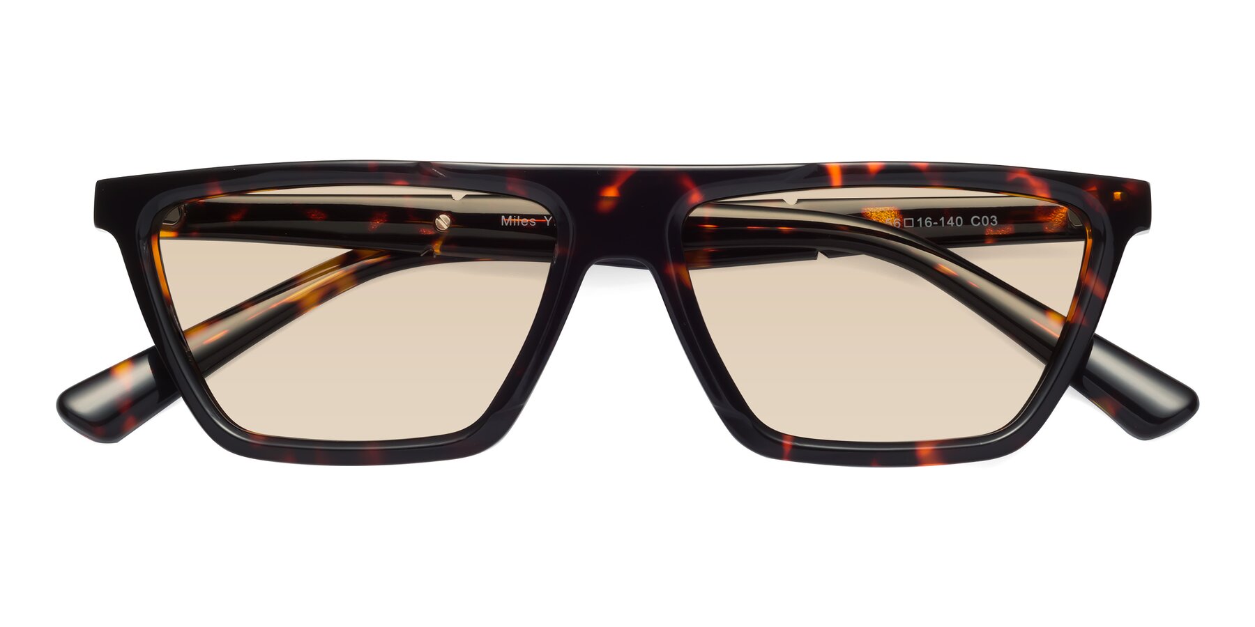 Folded Front of Miles in Tortoise with Light Brown Tinted Lenses