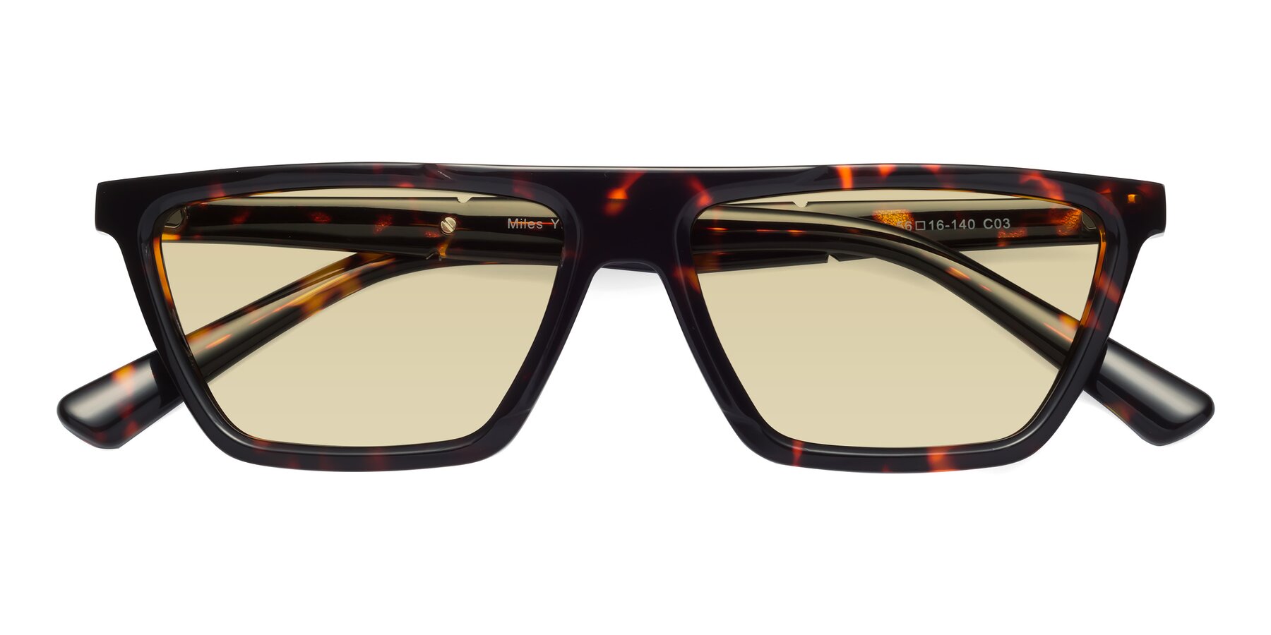 Folded Front of Miles in Tortoise with Light Champagne Tinted Lenses