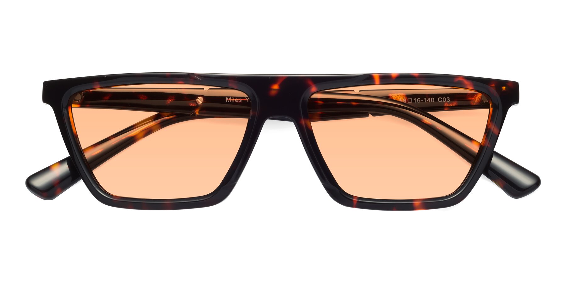 Folded Front of Miles in Tortoise with Light Orange Tinted Lenses