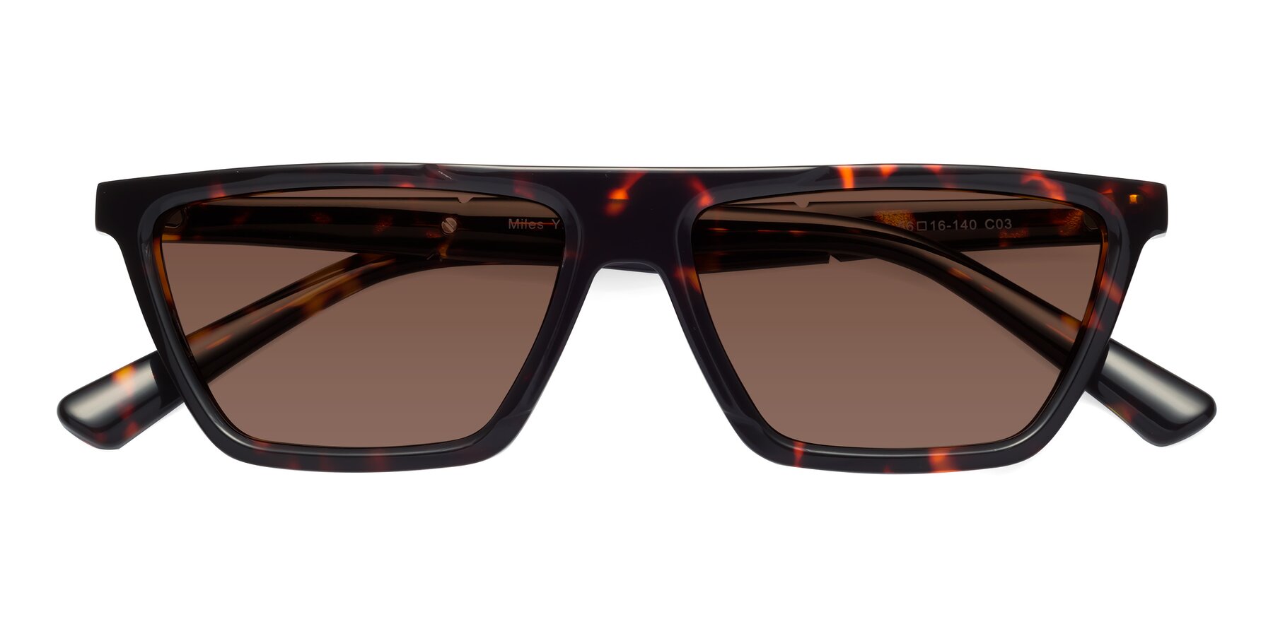 Folded Front of Miles in Tortoise with Brown Tinted Lenses