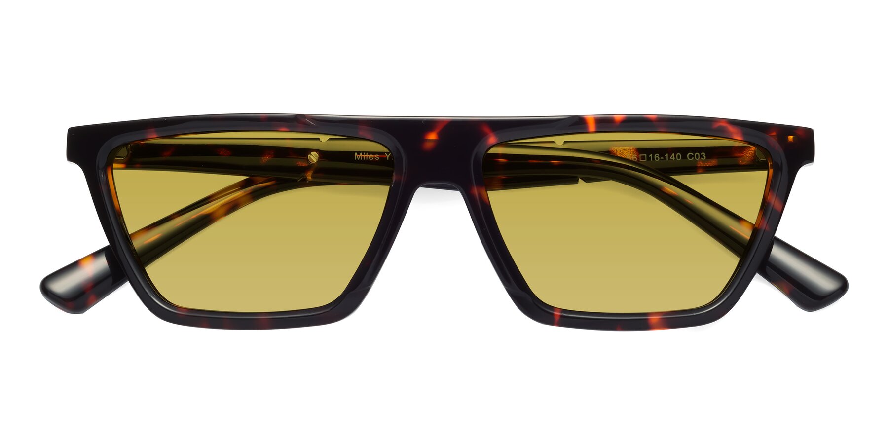 Folded Front of Miles in Tortoise with Champagne Tinted Lenses
