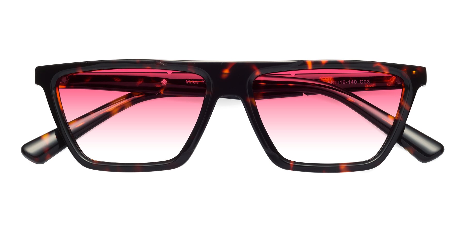 Folded Front of Miles in Tortoise with Pink Gradient Lenses