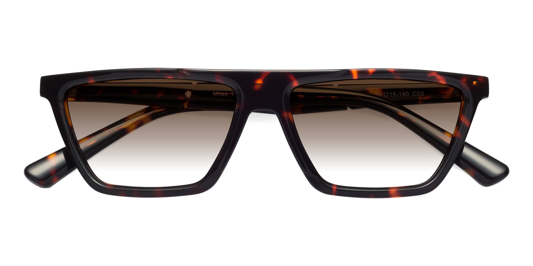 Folded Front of Miles in Tortoise with Brown Gradient Lenses