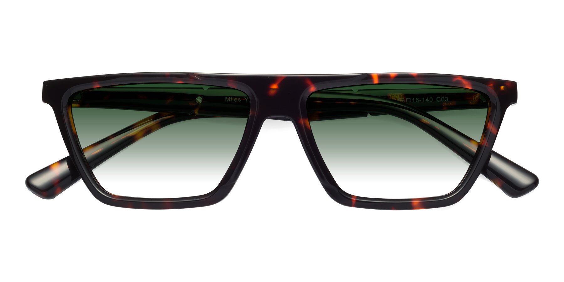 Folded Front of Miles in Tortoise with Green Gradient Lenses