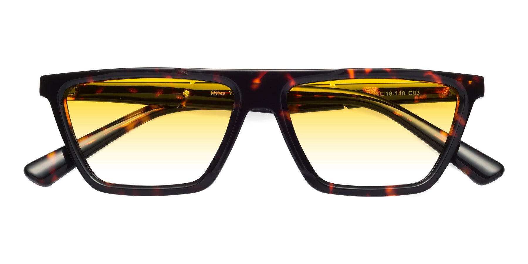 Folded Front of Miles in Tortoise with Yellow Gradient Lenses