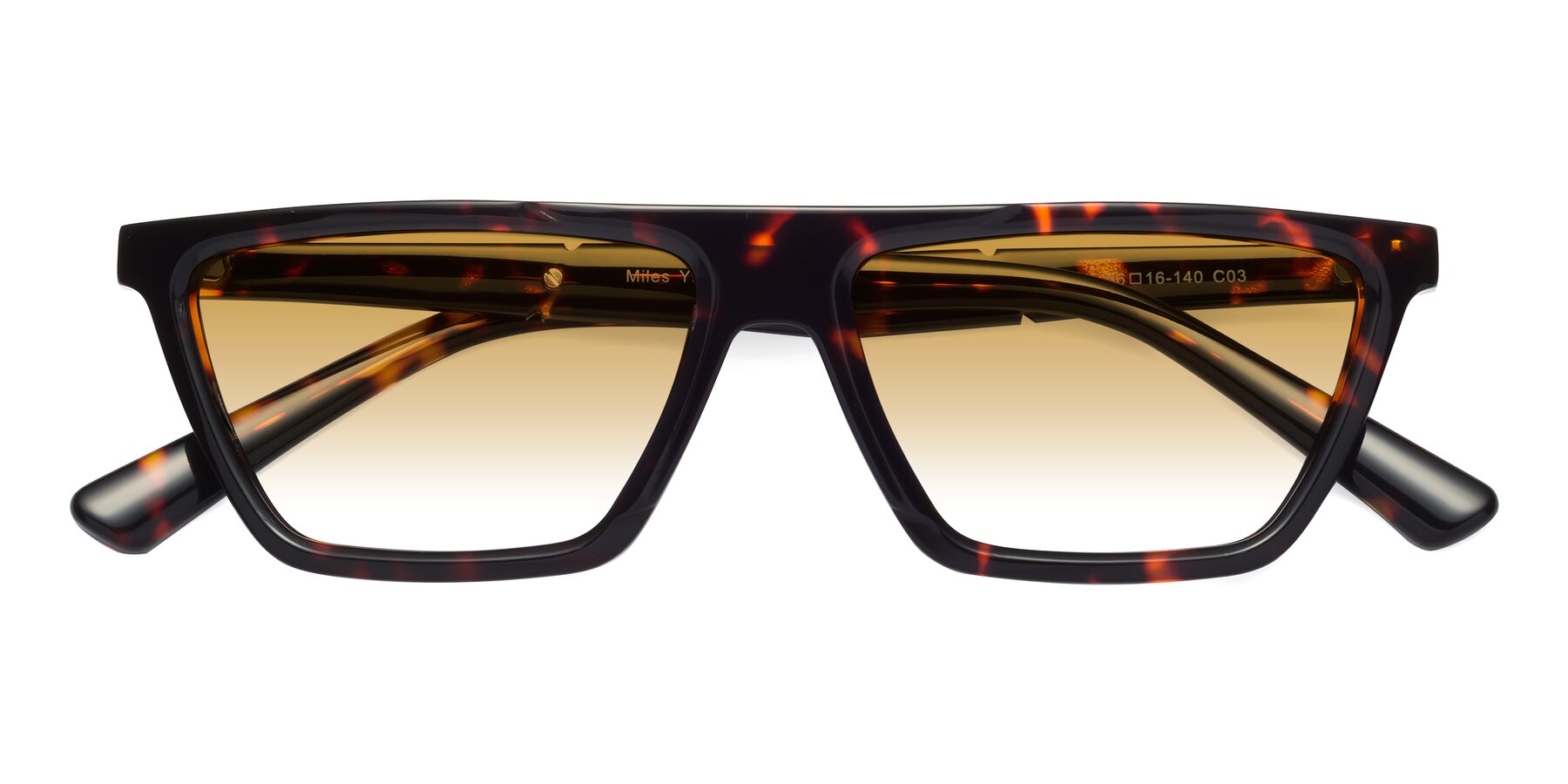 Folded Front of Miles in Tortoise with Champagne Gradient Lenses